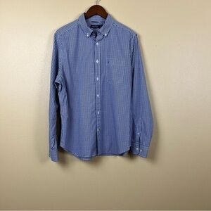 Nautica Shirt Men Blue White 100% Cotton Size L